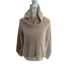 JESSICA SIMPSON Beige Turtleneck Furry Sweater Size Small NEW